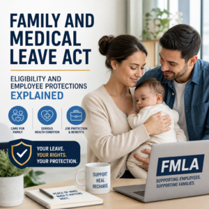 Illustration of FMLA leave eligibility and employee job protections for family or medical needs