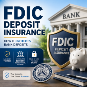 FDIC deposit insurance protects bank deposits up to $250,000 for peace of mind and security