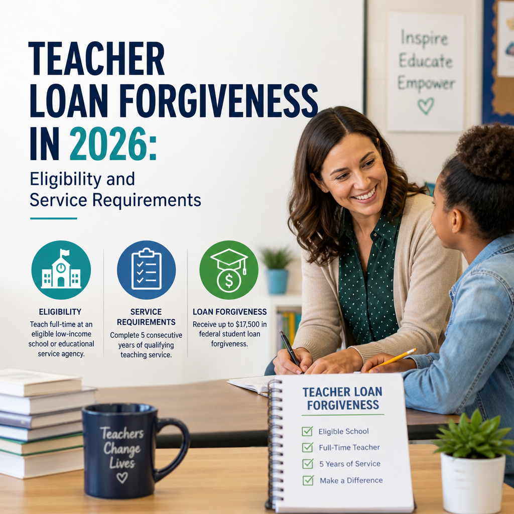 Full-time teacher reviewing 2026 loan forgiveness eligibility and service requirements