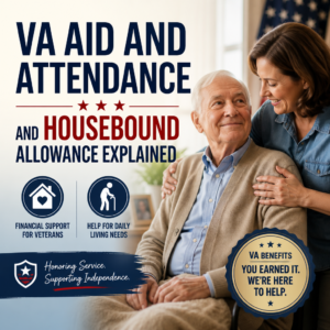 Veteran receiving VA Aid and Attendance help for daily living and financial support