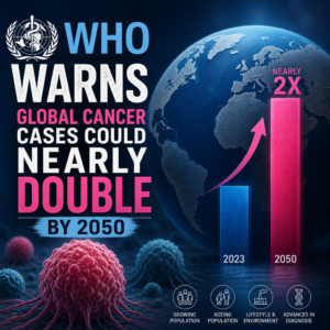 WHO warns global cancer cases could nearly double by 2050 due to aging, growth, and risk factors